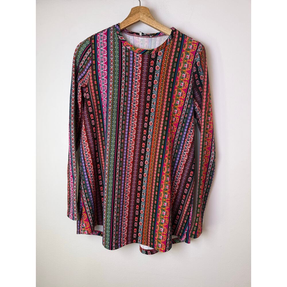 Show Me Your Mumu John Bell Tunic Top Boho Stripe Medium - Picture 2 of 4